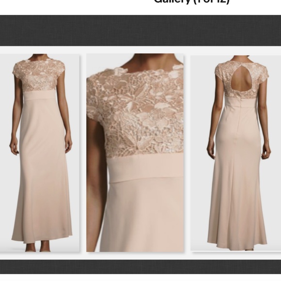 NEW $260 JS Collections Sequin And Floral Embroidered Cap Sleeved Gown Size 6 - Picture 1 of 12